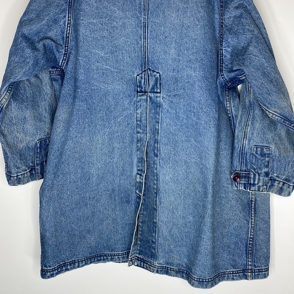 Vintage Gloria Long Denim Lab Jean Jacket Size Medium 80s - Picture 6 of 15
